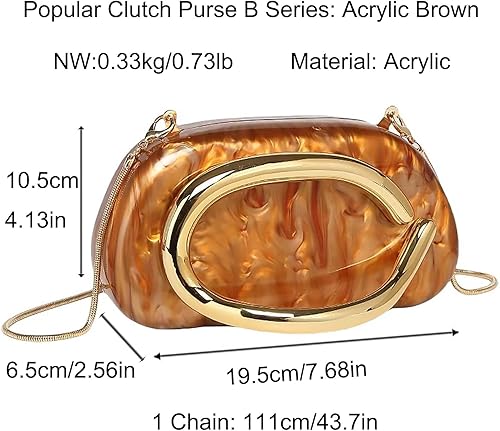 Vista 48 de Bolso cruzado de cadena de moda para mujer, bolso de hombro, bolso de mano acrílico para boda, bolso de noche de concha, clutch formal Un mármol