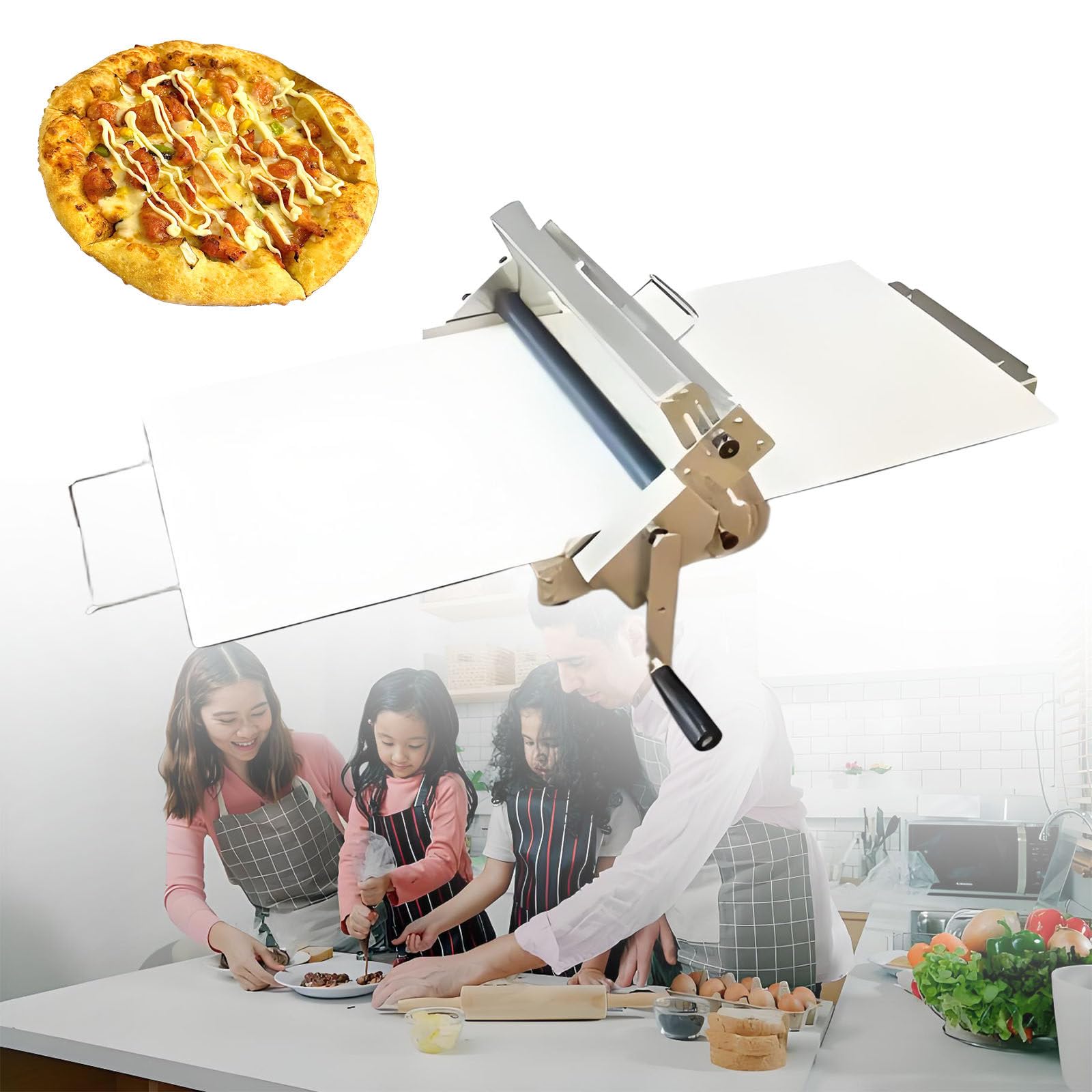 Manueller faltbarer Teigschaber, verstellbare Dicke, Edelstahl-Laminiergerät für Pasta- und Fondant-Rollen