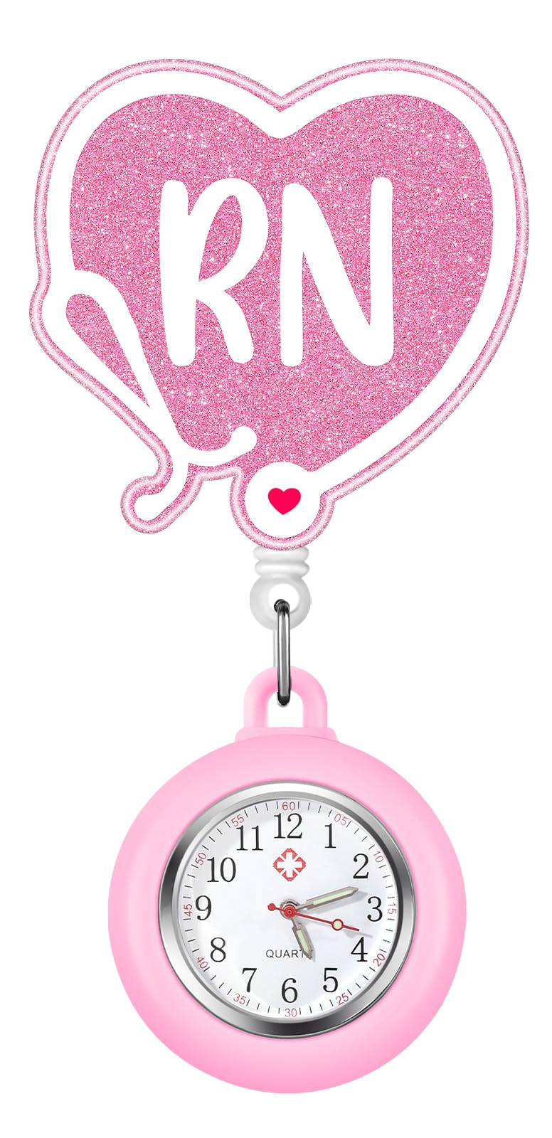 Plifal Nurse Pocket Watch Nursing Badge Fob with Second Hand - Retractable Clip On Clock with Secondhand for Medical Staff Women Men