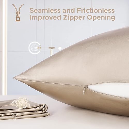 Miniatura 6 de Funda de almohada de seda de morera 100 % pura para cabello y piel, resistente a los alérgenos, doble cara, 600 hilos de seda con cremallera oculta,