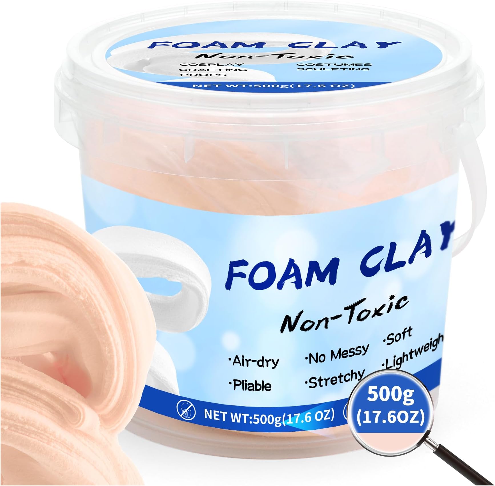 Upgraded Air Dry Clay,Multi-Purpose Foam Clay for Adults, High Density and Quality Modeling Clay for Cosplay,Arts & Crafts,Super Safe Materials,Perfect Model Magic Gifts,17.6 oz（Skin