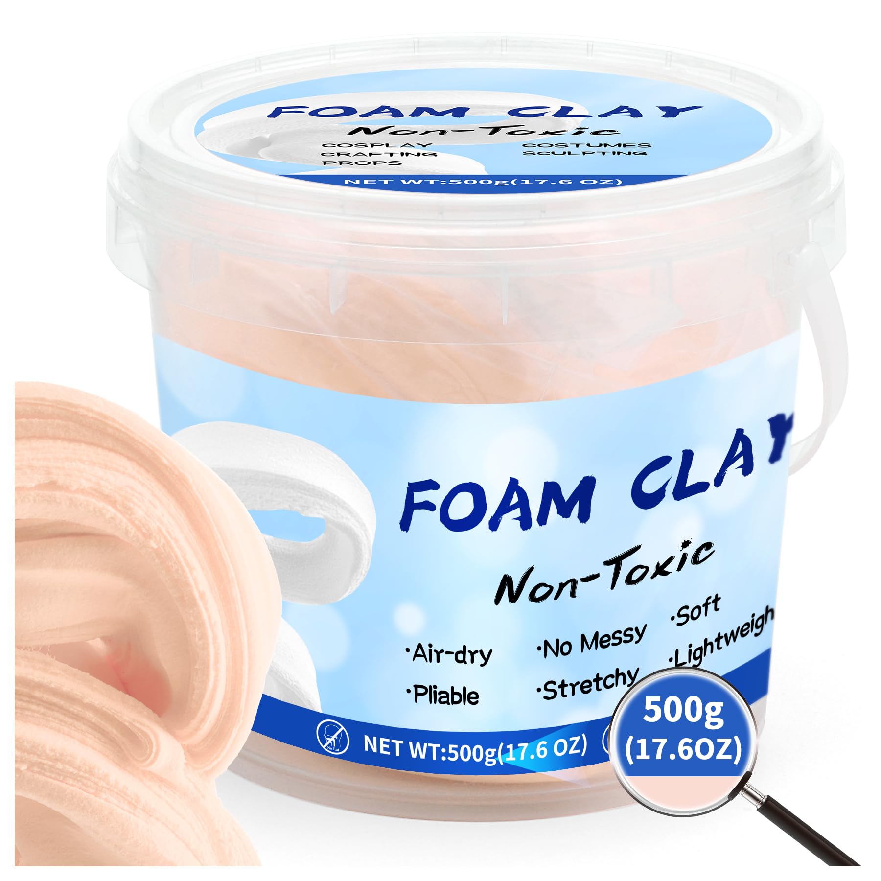 Upgraded Air Dry Clay,Multi-Purpose Foam Clay for Adults, High Density and Quality Modeling Clay for Cosplay,Arts & Crafts,Super Safe Materials,Perfect Model Magic Gifts,17.6 oz（Skin