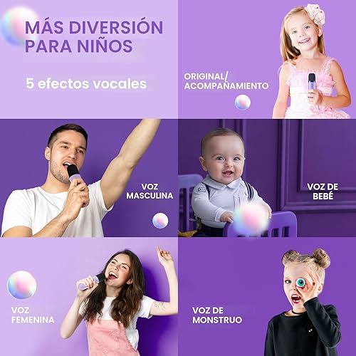 Miniatura 5 de YLL Mini máquina de karaoke con 2 micrófonos inalámbricos, los mejores regalos para niños de 3, 4, 5, 6, 7, 8, 9, 10, 11, 12 años o más, regalo de