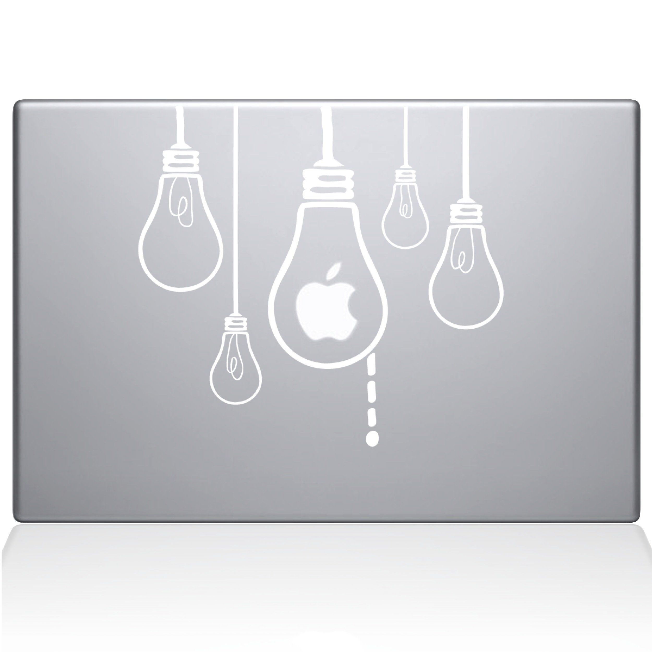 The Decal Guru 0190-MAC-12M-W Idea Light Bulbs Vinyl Sticker, 12" Macbook, White