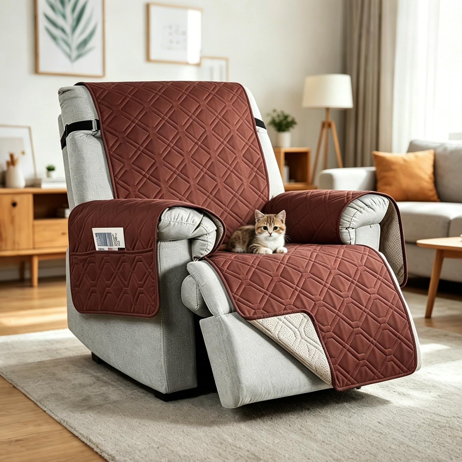 Funda de sillón reclinable lavable idónea para mascotas y niños pequeños
