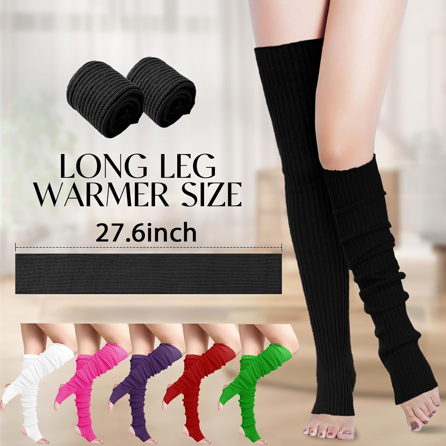 Buauty 80s 90s Leg Warmers for Women, Neon Ribbed Leg Socks, Stylish Accessories for Inspired Outfits for Yoga,Running,Hiking - Image 2