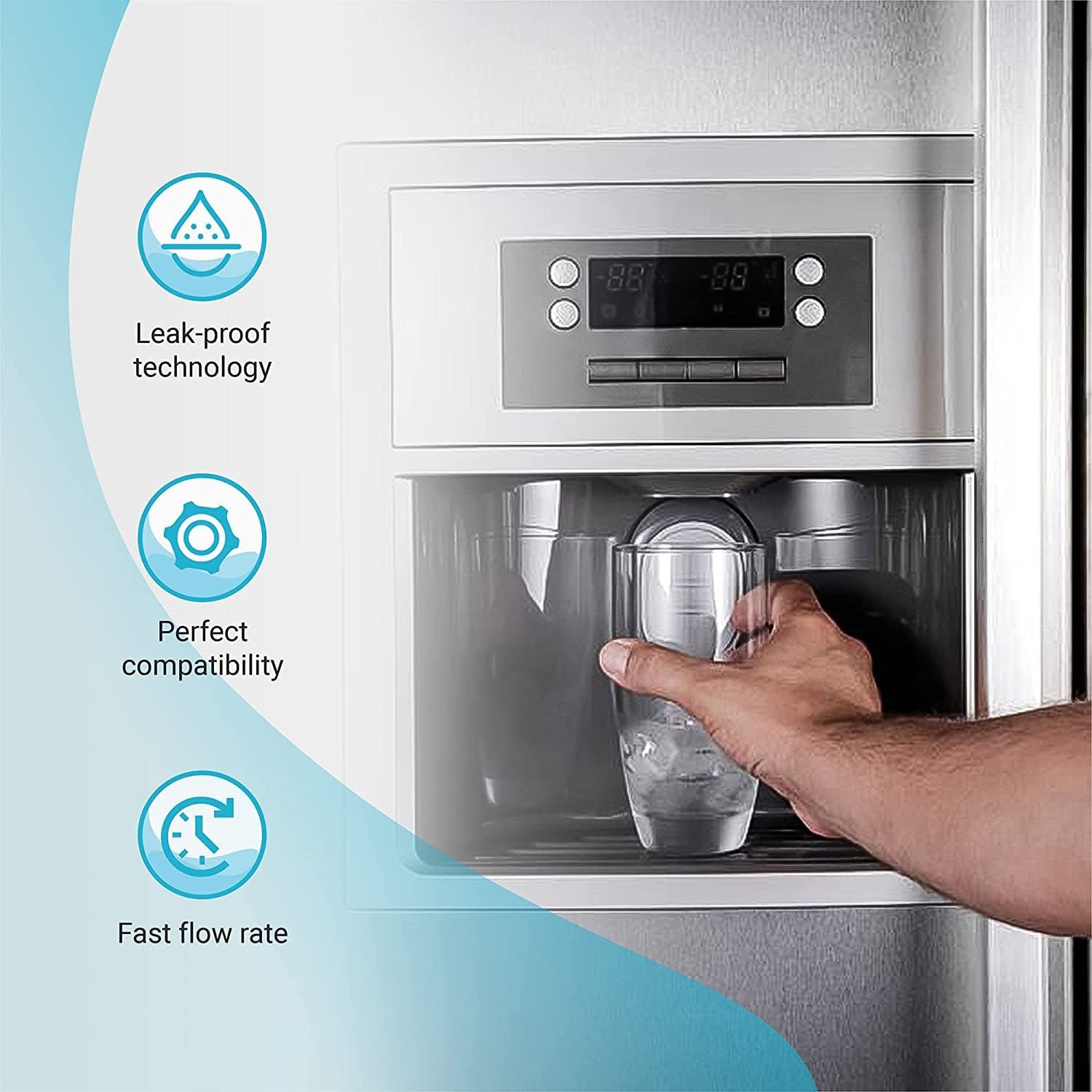 AQUA CREST DW2042FR-09 Refrigerator Water Filter, Replacement for Daewoo DW2042FR, Kenmore 46-9130, DW2042FR-09, Aqua Crystal DW2042F-09, FRN-Y22D2V, FRN-Y22D2W