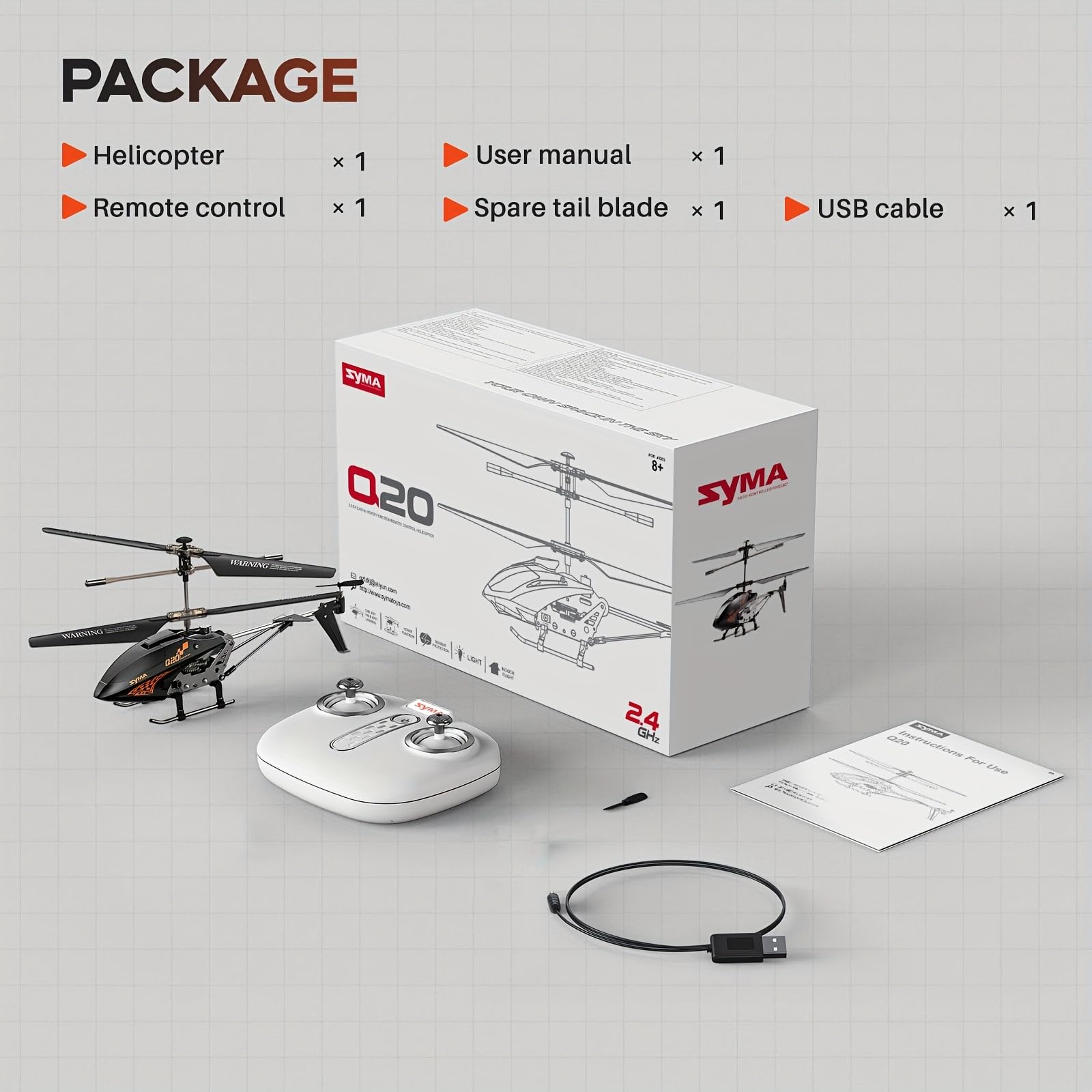 Syma Q20 - Helicóptero de control remoto para niños (8 a 12 años y principiantes, RC con altitud, 2 velocidades, giroscopio, cuerpo aleación vuelo interior - regalo juguete niño niña