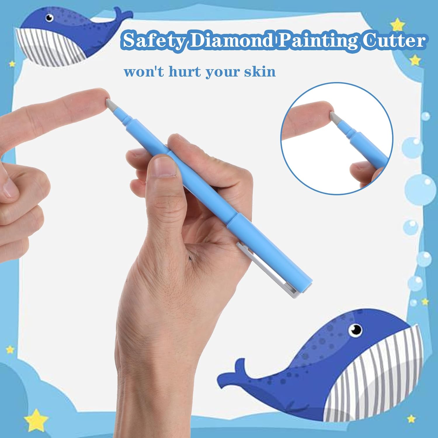 2 Pcs Hobby Knife DIY Diamond Paintings Parchment Paper Cutter Precision Craft Ceramic Blade Knife Pen for Cutting Paper Art with Replaceable(Blue, White)
