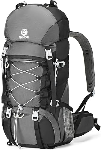 Mochila de senderismo de 60 L resistente al agua Mochila de camping con cubierta de lluvia, mochila grande de viaje al aire libre para hombres y