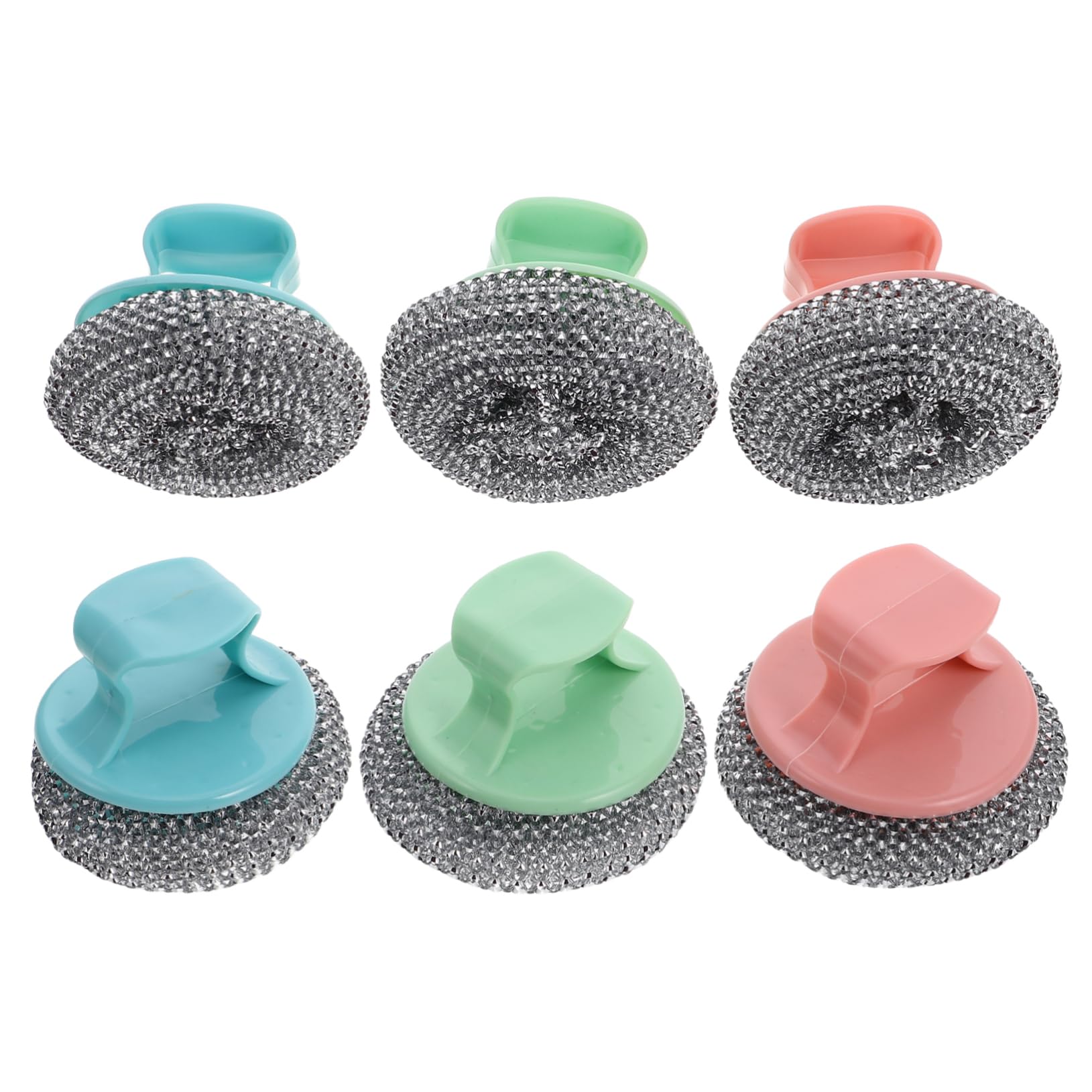 NOLITOY Stainless Steel Pan Scrubber Set 6pcs Non-s Scratch Dish Brush for Kitchen Sink Heavy Duty Cleaning Brush