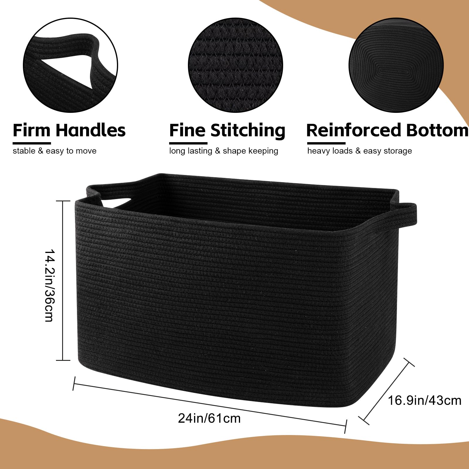 OIASKET 95L Extra Large Blanket Basket, 24