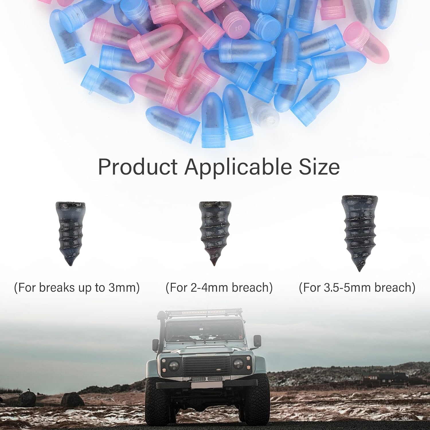 Pack of 90 Tire Repair Kit with Plugs,Self-Service Tire Repair Plugs with Screwdriver for Tire Puncture Repair,3 Size Screw in Tire Plugs Flat Tire Repair Kit for Most Cars (3 Size 90PCS)