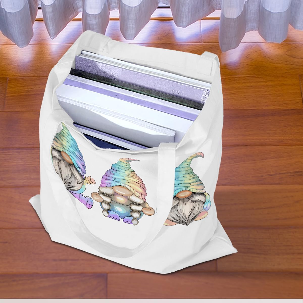 GnomeTote Bag, Beach Bag for Travel Christmas Birthday, Gnomes Gifts for Women Friends Reusable Grocery Bags - Image 4