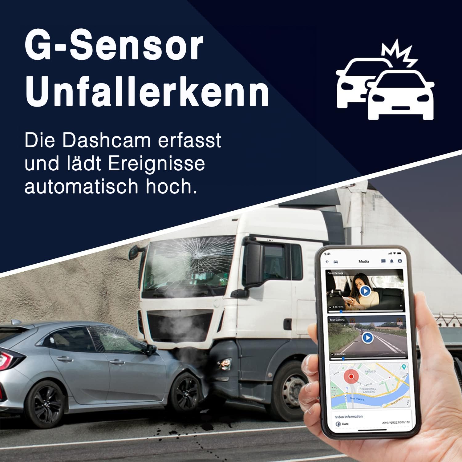 GPSLive 4G Dual-Dashcam mit GPS-Tracker und OBD-II-Stromversorgung, 2 HD-Kameras für Straße & Innenraum, Live-GPS-Ortung, Cloud-Speicher, Plug-&-Play