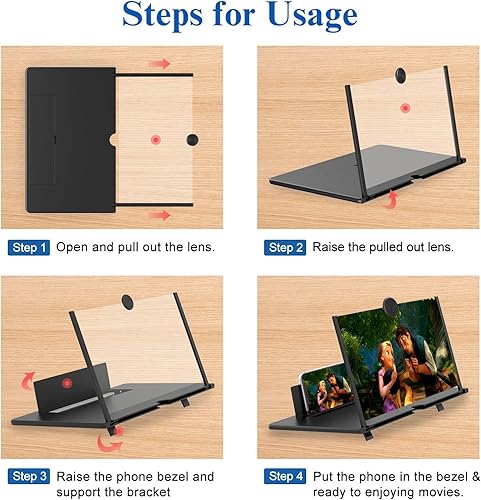 Miniatura 6 de Lupa de pantalla de 18 pulgadas para teléfono inteligente - Proyector de aumento de pantalla de teléfono móvil HD 3D para películas, videos y