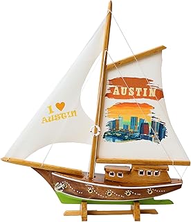 Handmade Austin Themed Fabric Sailing Yacht Ship Model Sailing Wooden Ship, Sailing Boat Model, Traditional Nautical Miniature, Model Ship Art, Nautical Home Decor and Gifts