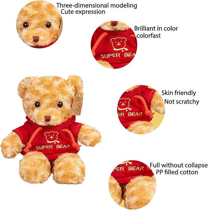 Oso de Peluche Pequeño Clásico 11.8 Pulgadas con Sudadera miniatura 4