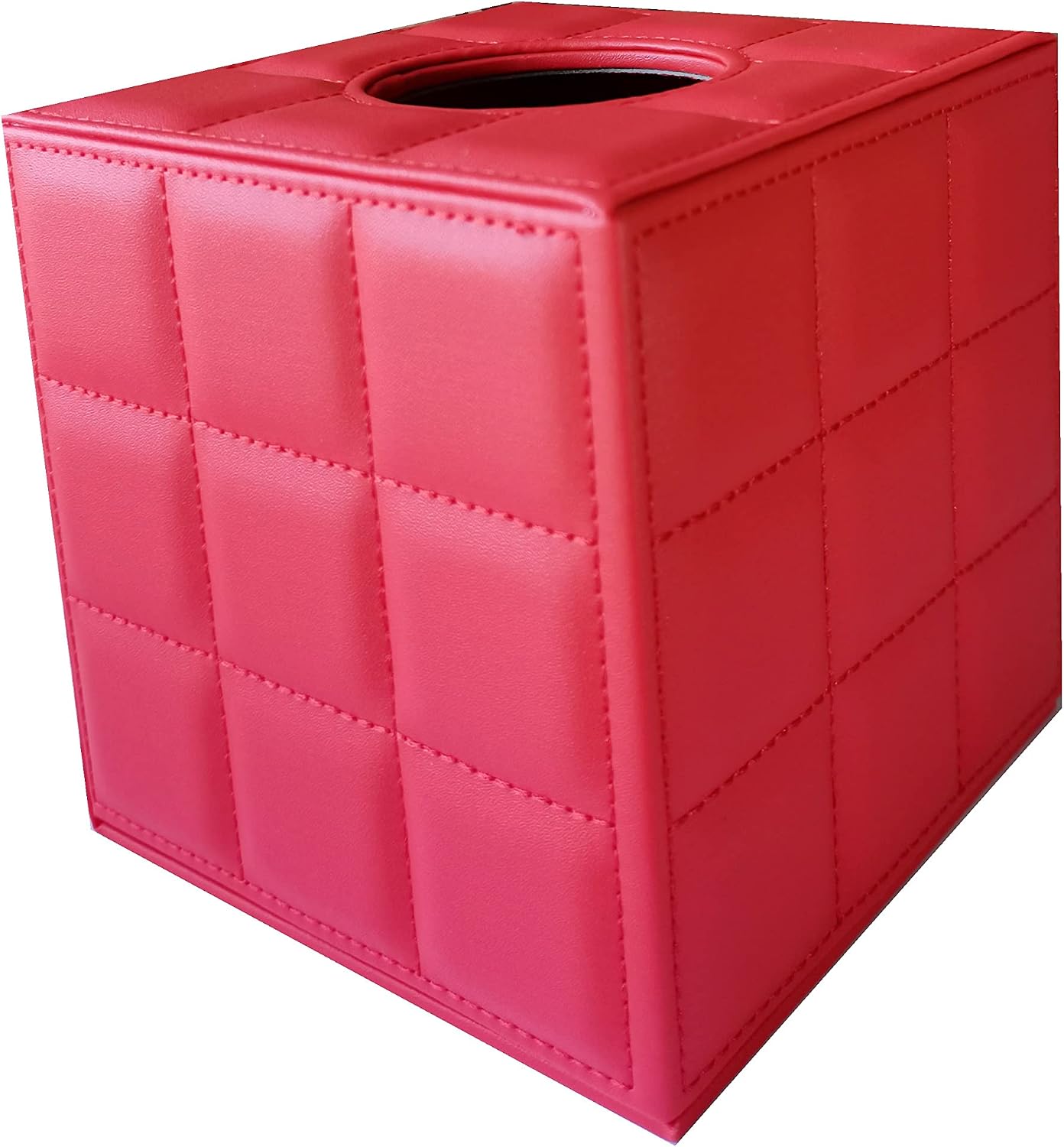 S Forever Cube Tissue Box Holders PU Leather Square Roll Tissue Box Cover (Black and White Checkerboard,5.32" L x 5.32" W x 5.51" H)