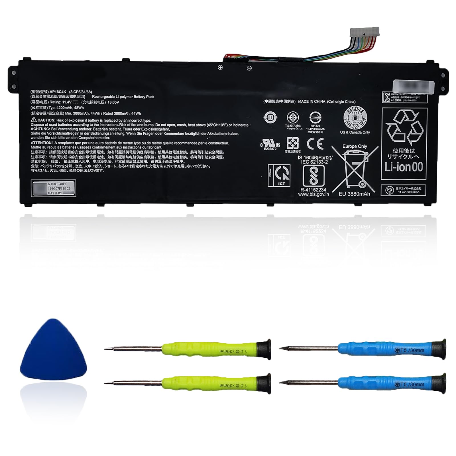 OUWEE AP18C4K Laptop Battery Compatible with ACER Aspire 5 A515-43 Spin 3 SP314-54N Series Notebook 11.4V 4200mAh 48Wh