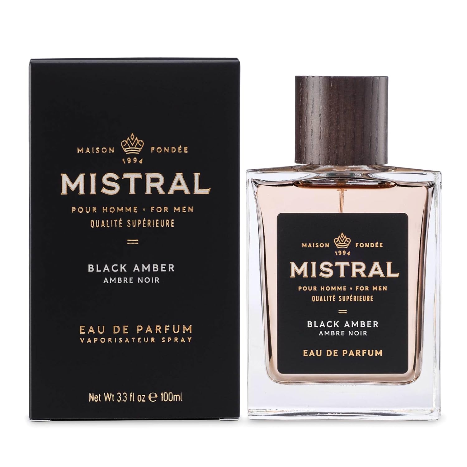 Mistral Men’s Cologne – Black Amber Eau de Parfum | Warm & Woody Masculine Scent with Fresh Lemon, Amber, Cedarwood & Musk | Cruelty-Free & Long-Lasting Perfume for Men, Made in France - 3.4 Oz - Image 2