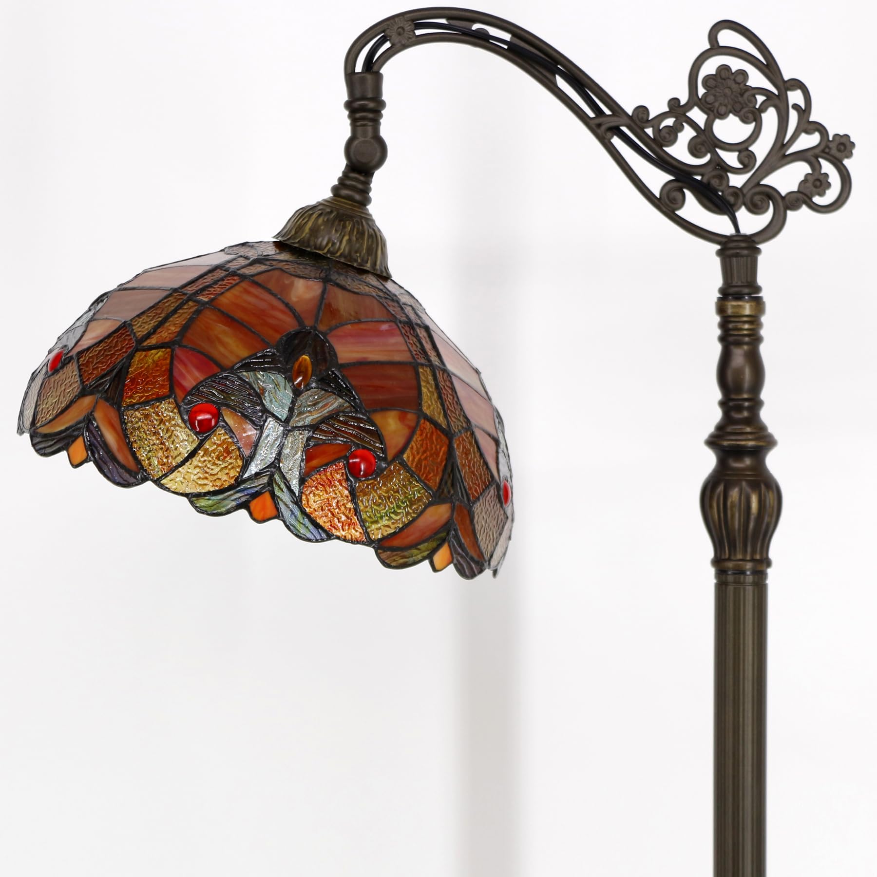 WERFACTORY Tiffany Floor Lamp Red Liaison Stained Glass Arched