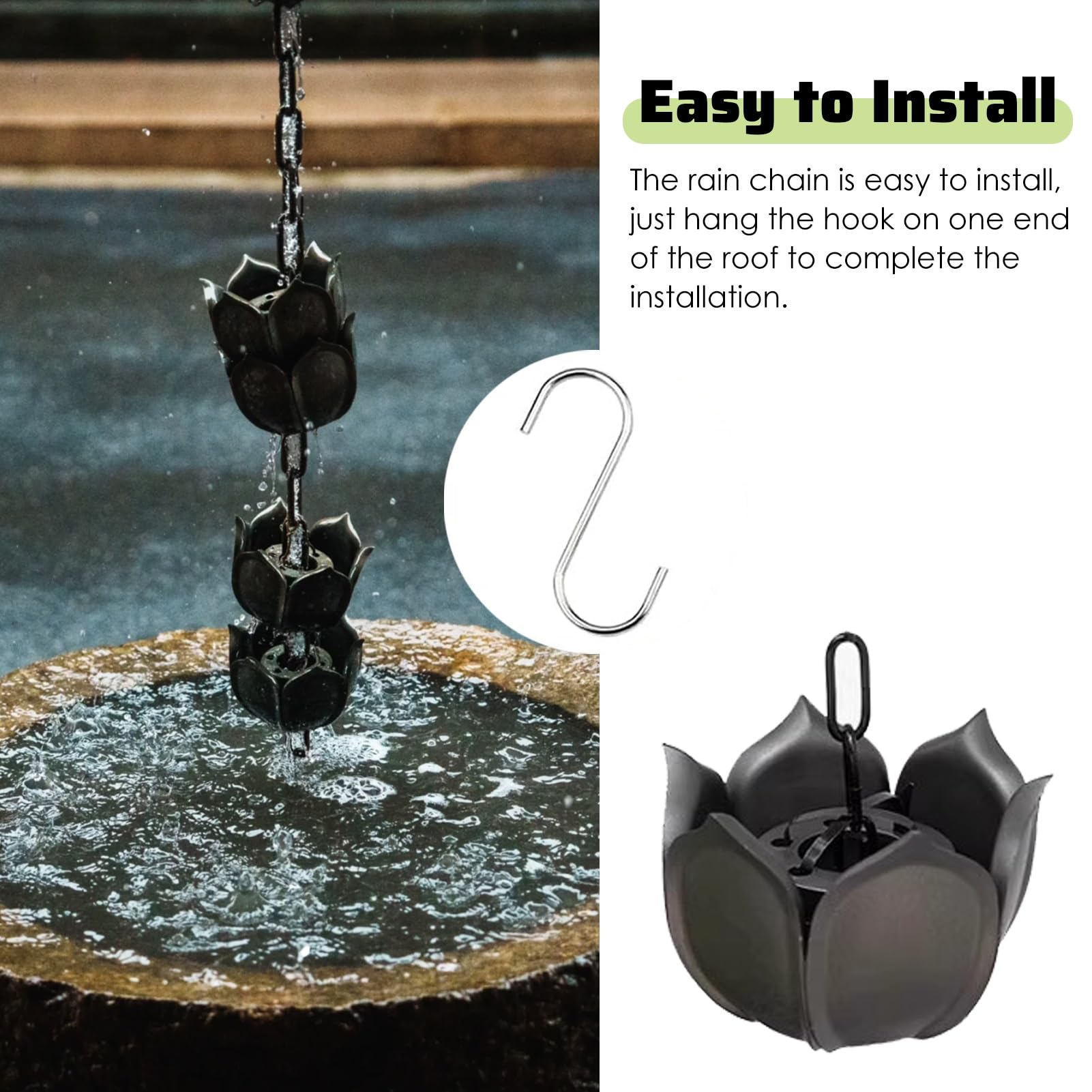 Amazon.com: ENHEN Rain Chain Black Rain Water Chain Direct Channel