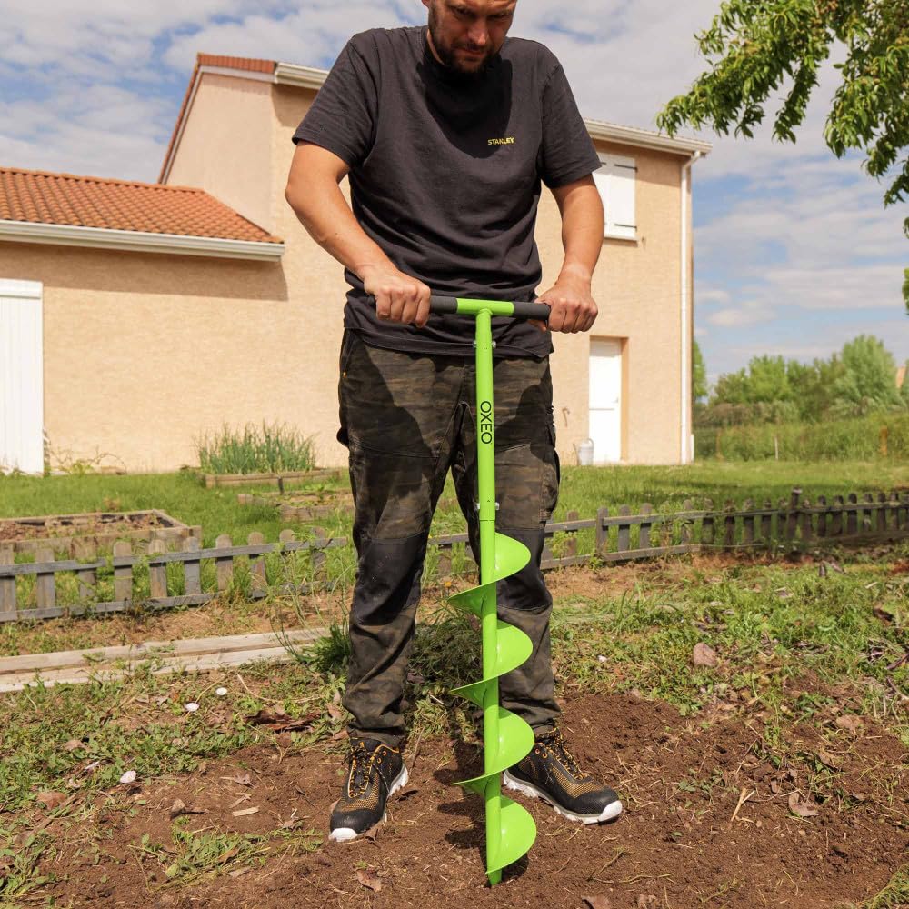 Tarière Manuelle diamètre 150mm - Poignée en caoutchouc - pour Creuser des Trous, Planter des Arbres et Installer des Clôtures