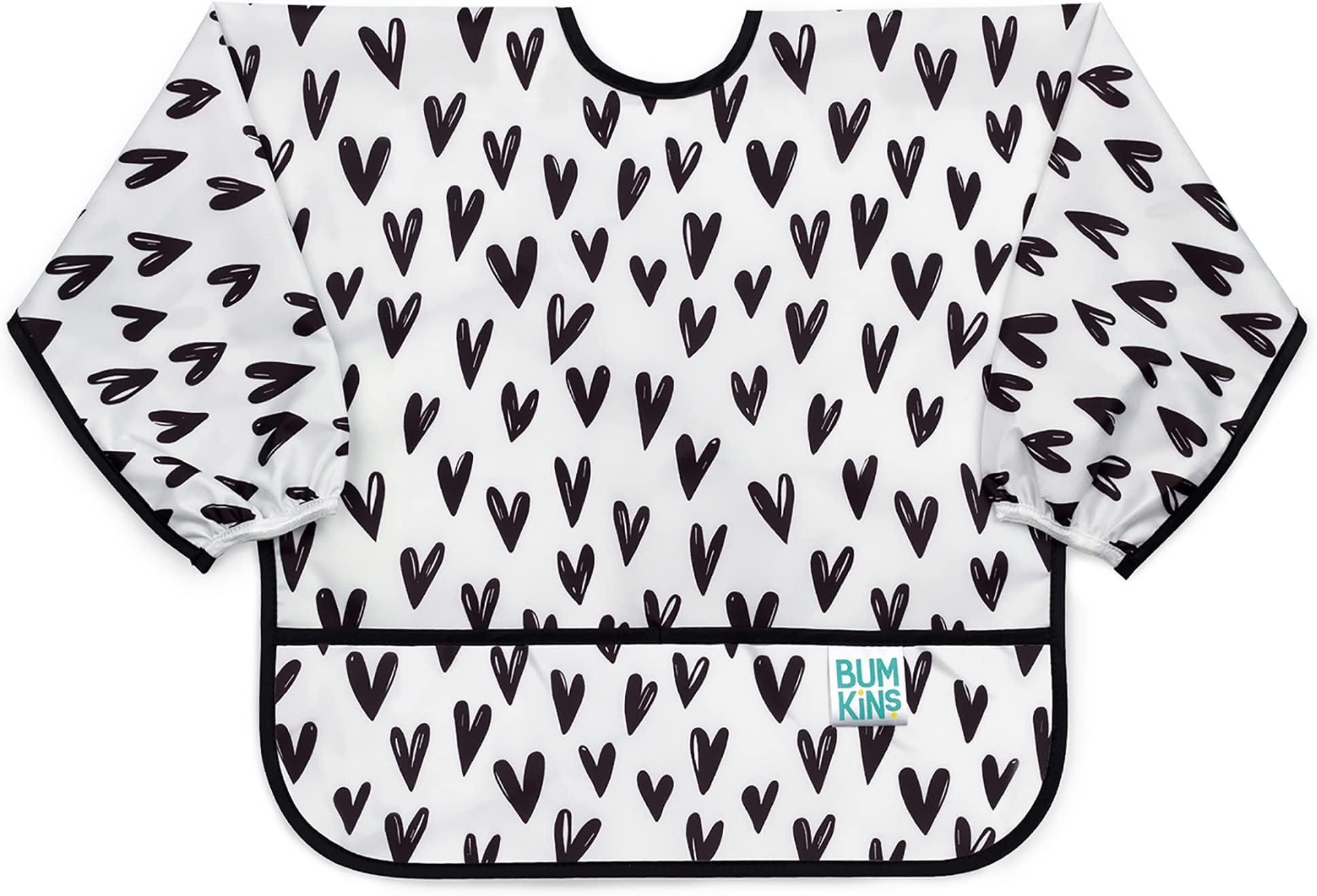 Waterproof Sleeved Bib, Hearts, 6-24 Months