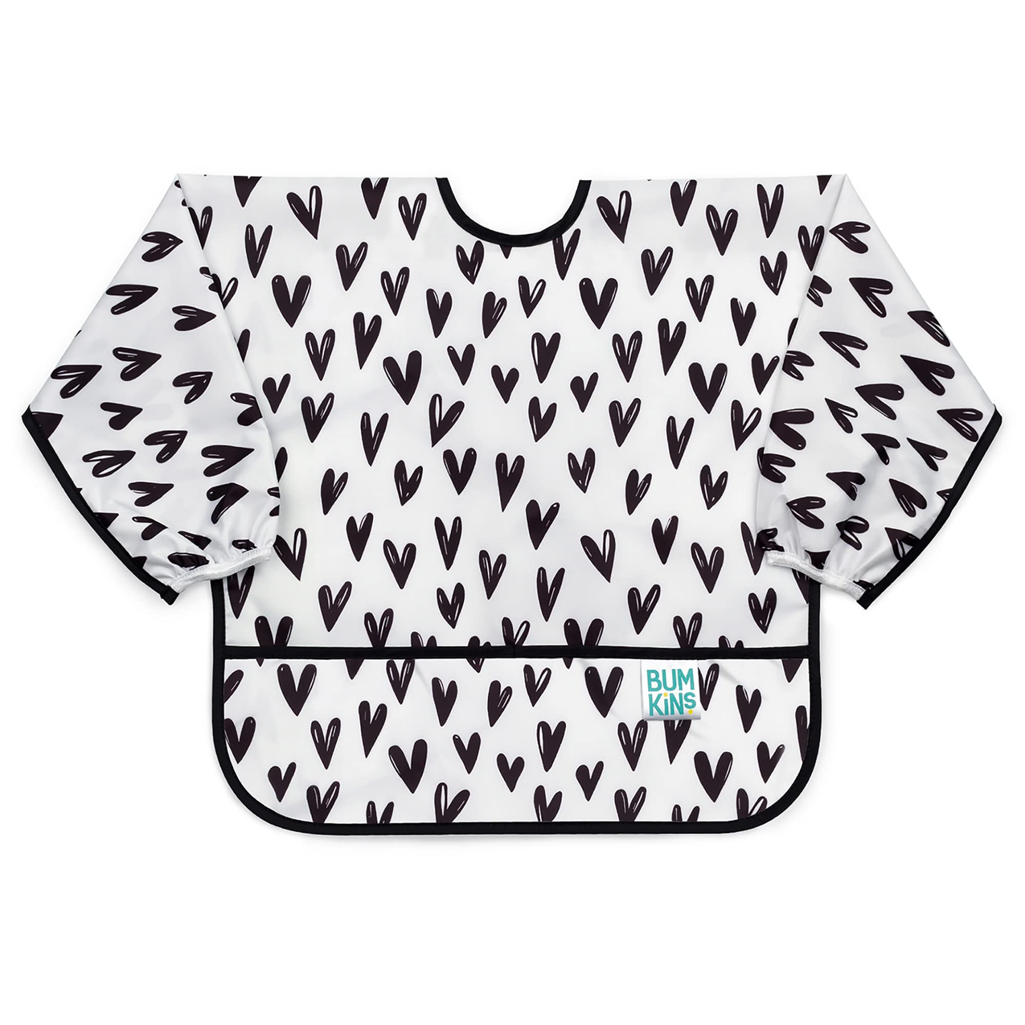 Bumkins Unisex Baby Sleeved Bib Langarm-Lätzchen, Hearts, 6-24 Monate