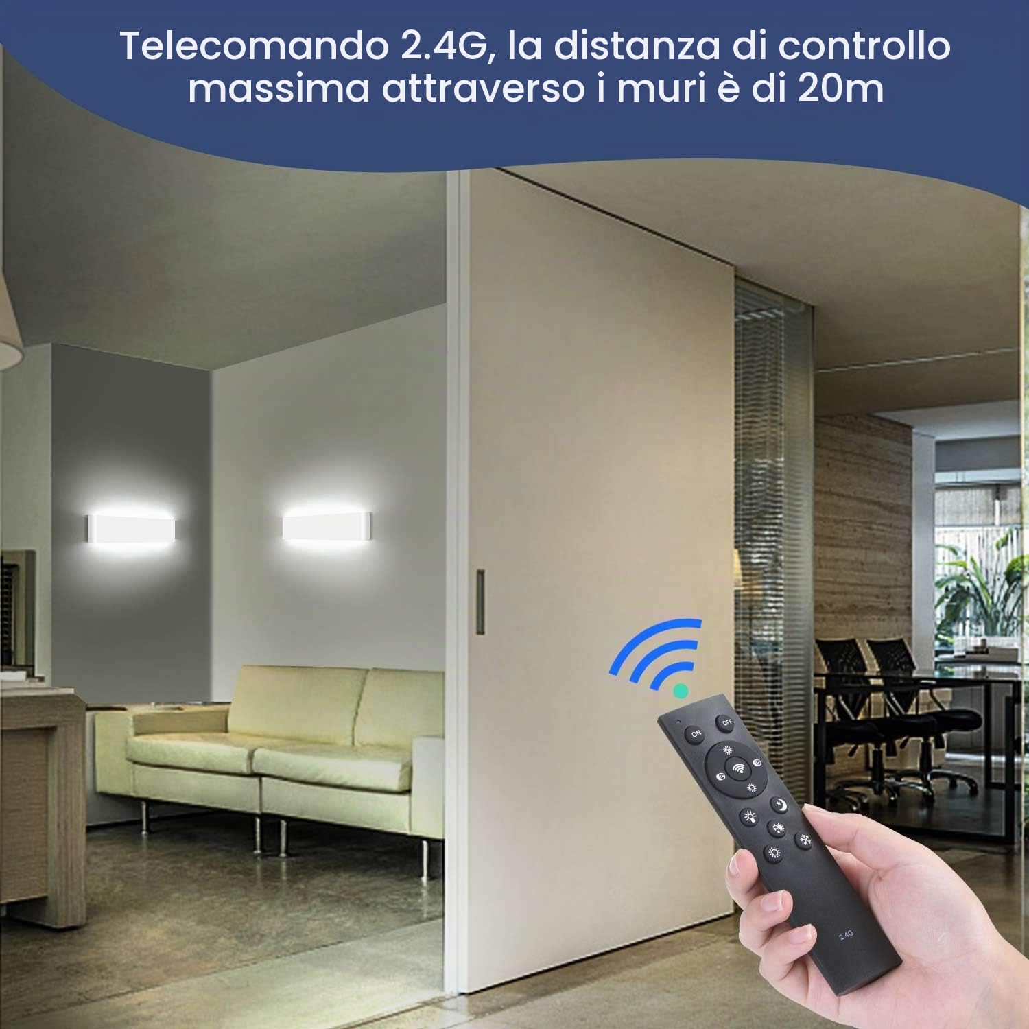 28W Applique da Parete Interno LED Lampada da Parete 40cm Moderno Dimmerabile con 2.4G Telecomando per Scala, Soggiorno, Camera da Letto (2700K-6500K) Bianco
