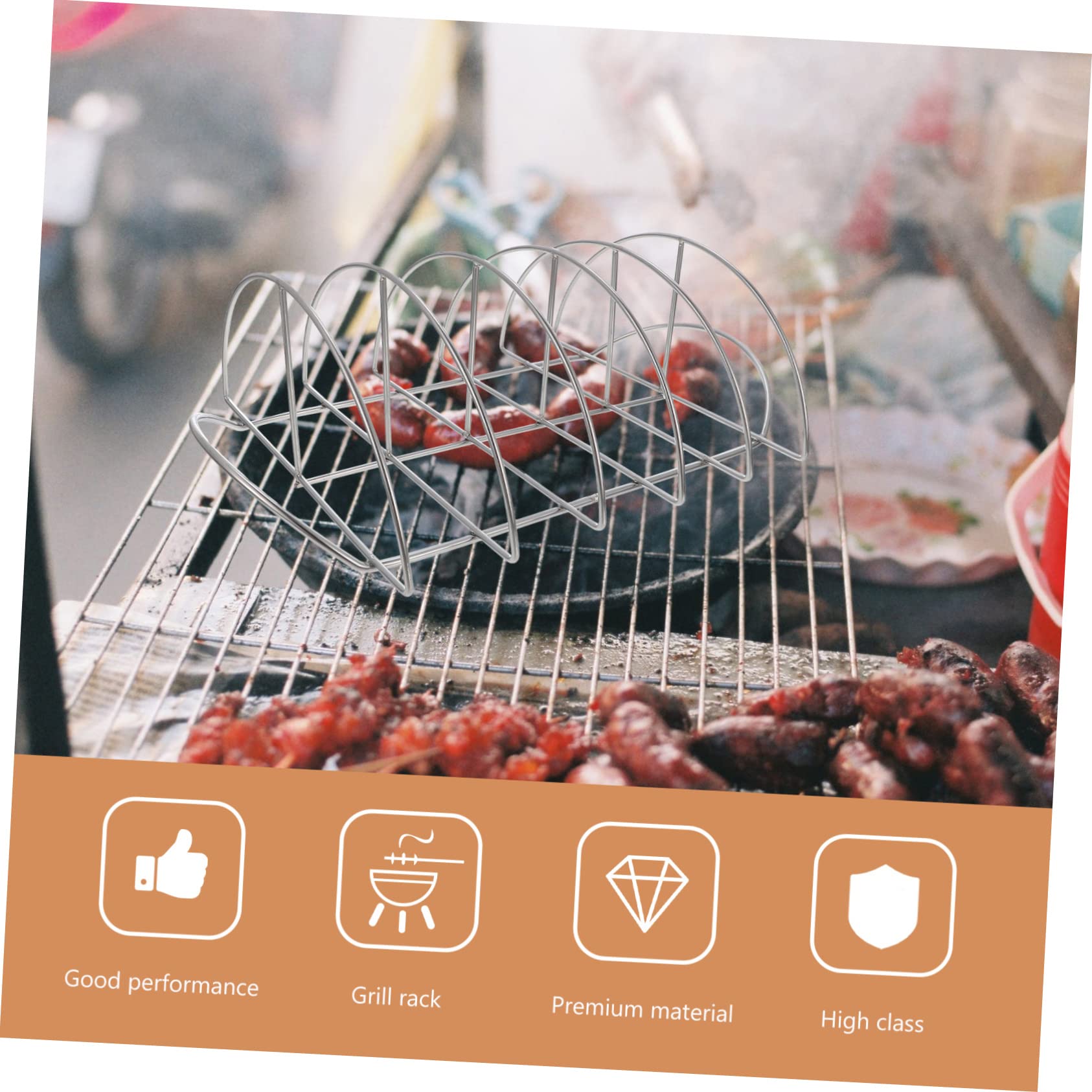 BESTonZON Praktischer Rippchenhalter aus Edelstahl Leicht und Tragbar für Picknick und Home Barbecue Robustes Grillzubehör für Spareribs und Fleisch