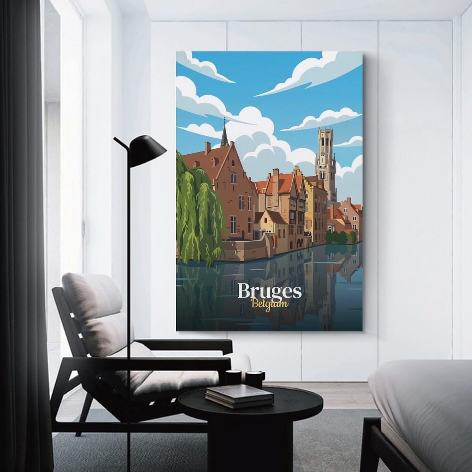 Junmoney Bruges, Belgium Travel Wall Picture Print 24x36inch(60x90cm), for Hallway, Lounge Or Guest Room, Gift Idea for Housewarming And Birthdays