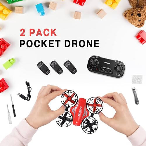 Miniatura 3 de Mini dron para niños y principiantes, helicóptero cuadricóptero de control remoto con 3 baterías modulares, modo sin cabeza, vuelo automático, 3