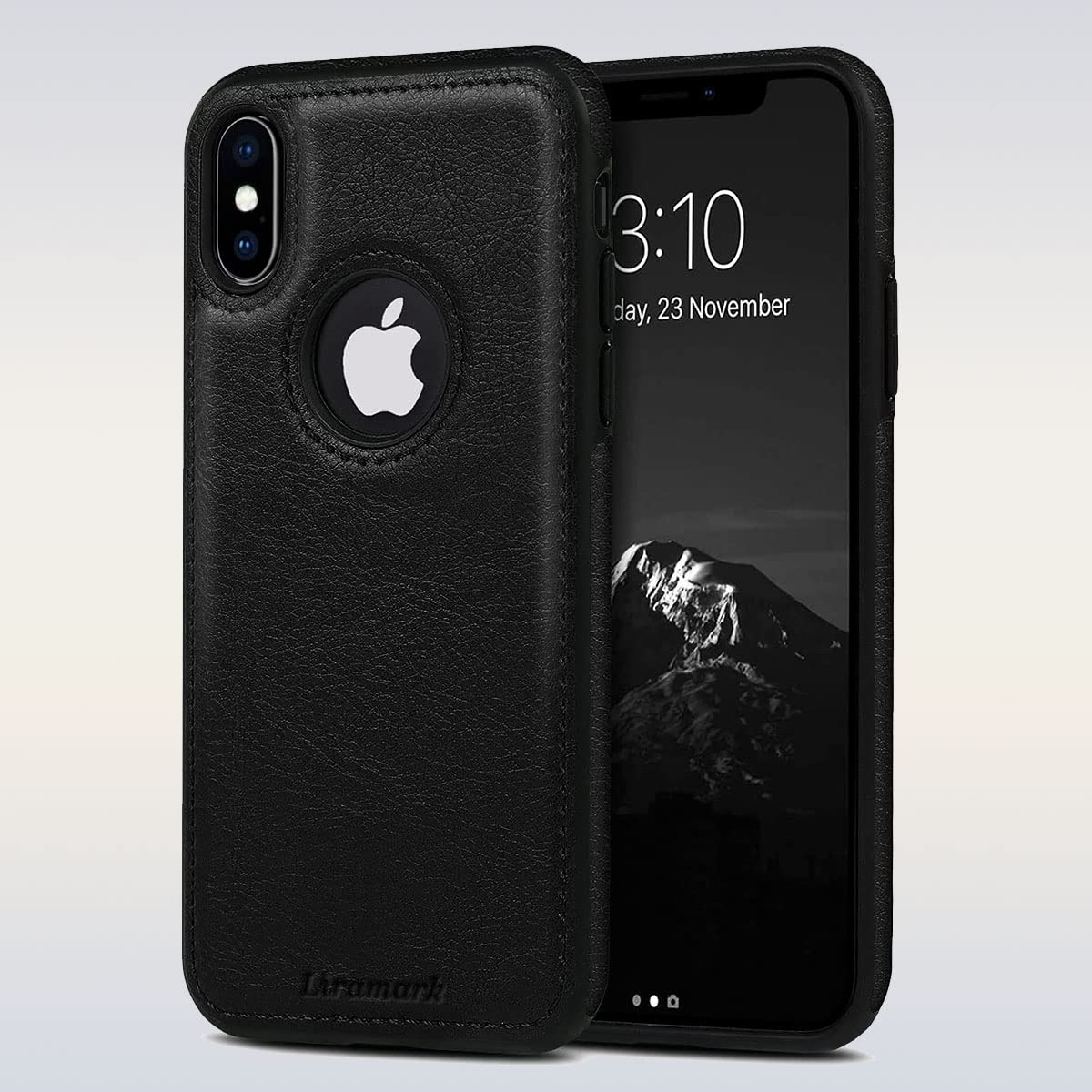 LIRAMARK PU Leather Flexible Back Cover Case Designed for iPhone Xs Max (Black)