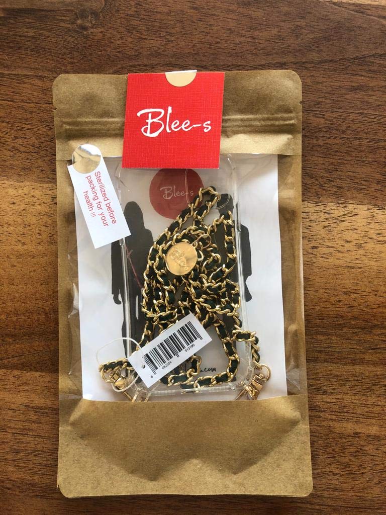 Blee-s/AURORA /Yeşil Deri Şeritli Zincir Askılı Cep Telefonu Kılıfı (Silver Zincir&Aksesuar) (iPhone