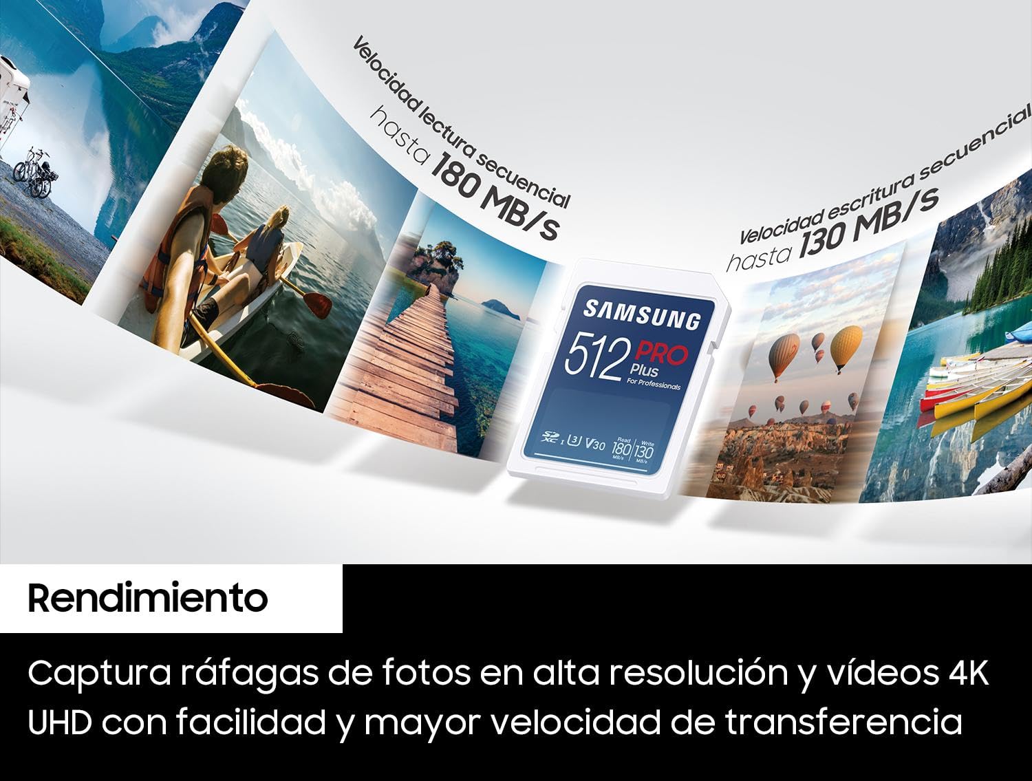 Samsung PRO Plus Tarjeta de memoria SD, 512 GB, 180 y 130 MB/s, Full HD & 4K UHD, UHS-I, U3, V30, A2, Compatible con Smartphone Android, Tableta, GoPro y Drone DJI (MB-SD512S/EU)