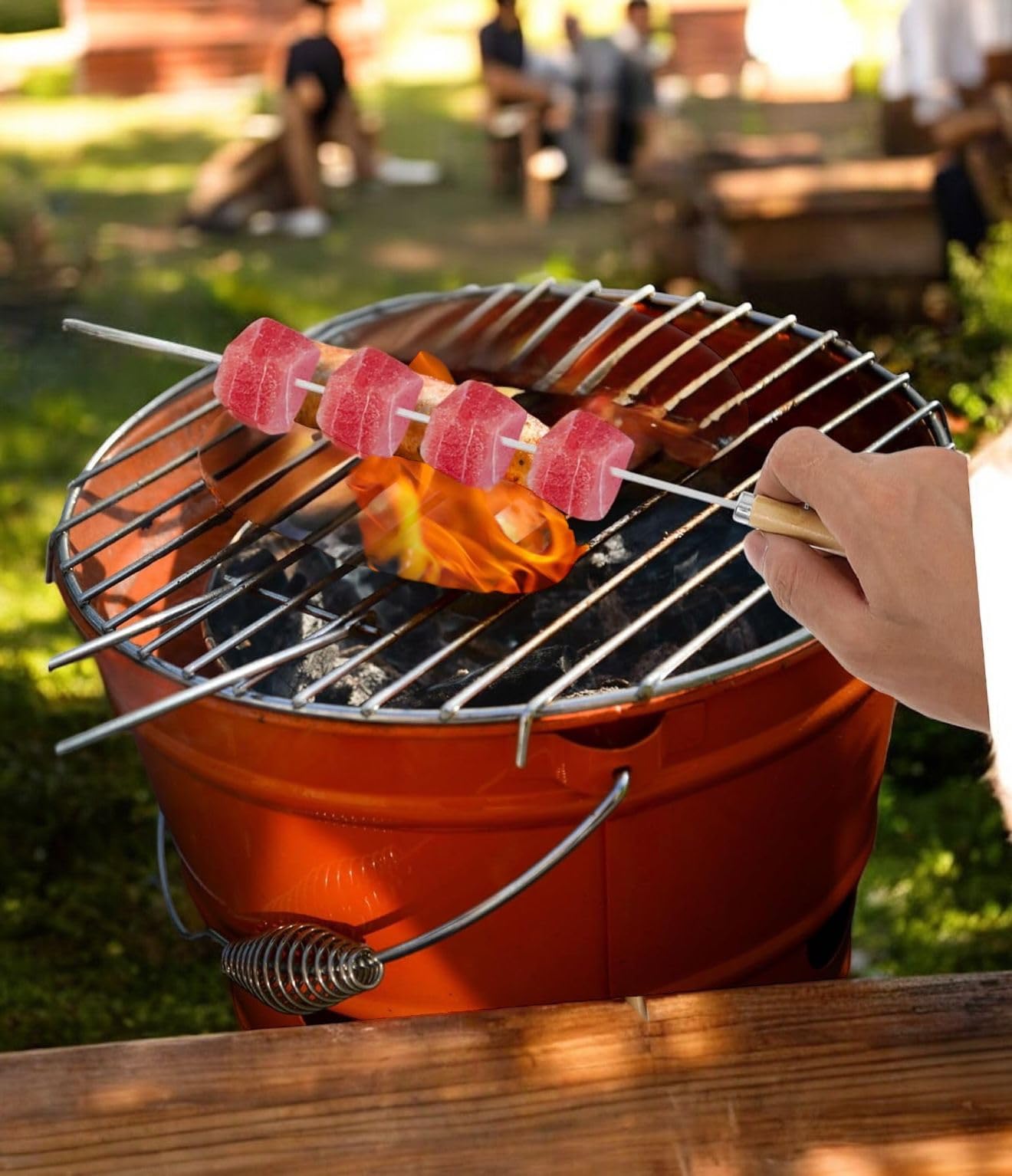 20 Spiedini Per Kebab In Acciaio Inox - 20 Cm, Riutilizzabili, Con Manico Ad Anello, Per Barbecue, Griglia E Pollo