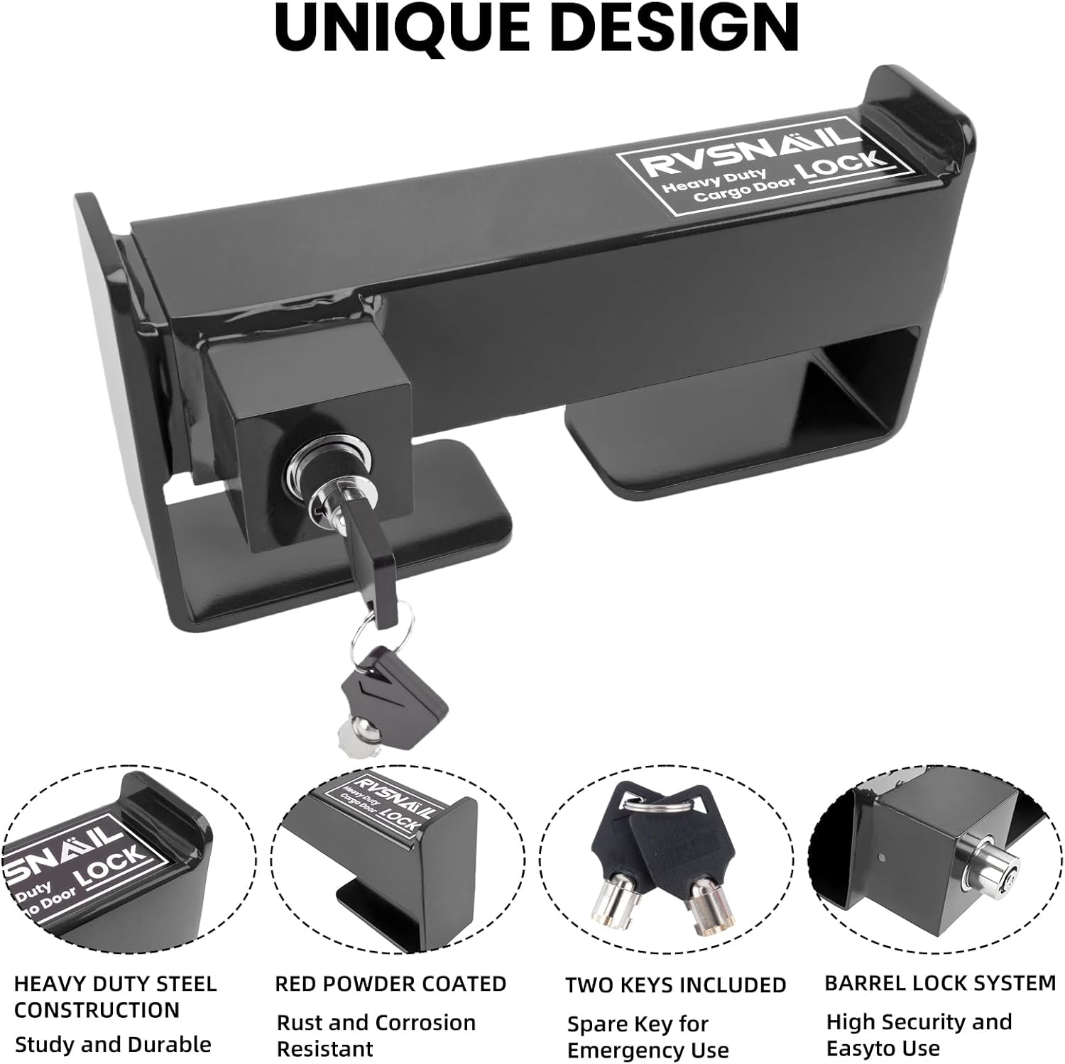 Heavy Duty Cargo Door Lock -Shipping Container Locks with Reinforced Steel Design, Anti-Theft Cargo Door Lock Includes 2 Keys & Protective Coating for Lasting Security