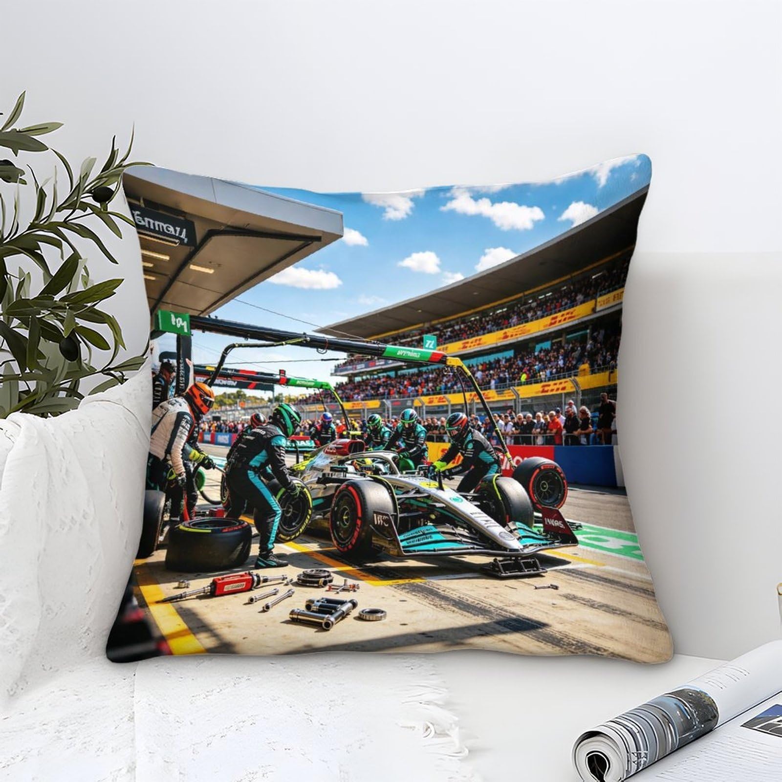 3U6C4M9K Cozy Formulaa Racing Cushion Cover 45x45cm Super Soft Decorative Square Pit Stop Throw Pillow Covers Case for Sofa Couch Bedroom Car Decor