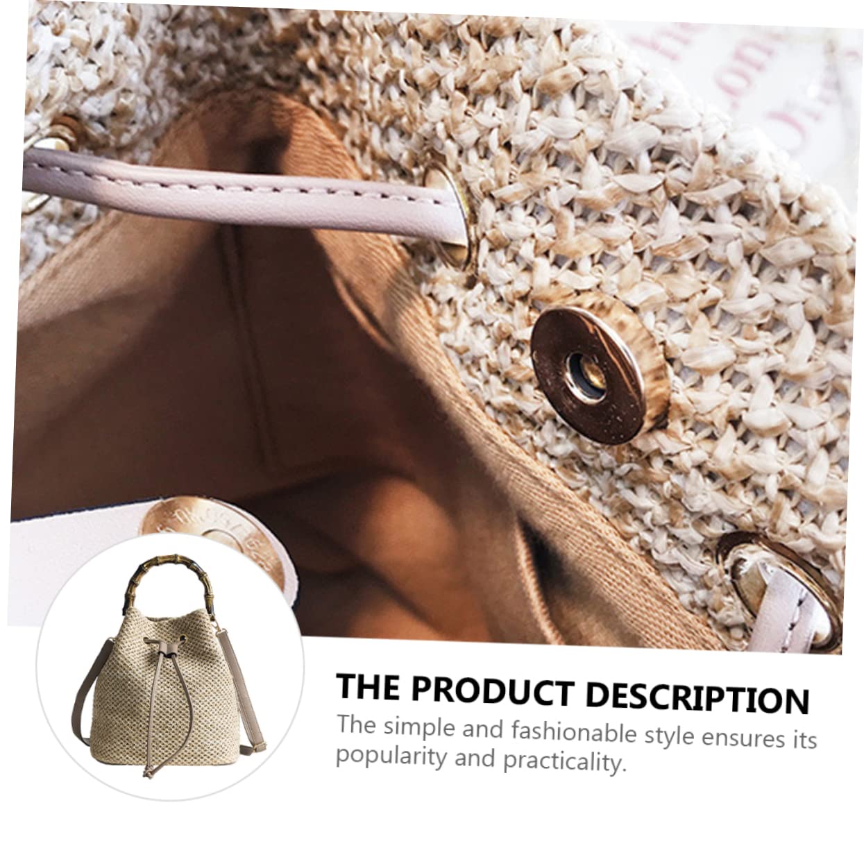 GALPADA Borsa Secchiello Donna Intrecciata Khaki in Lino e Poliestere | Tracolla Regolabile, Formato a Cestello, Adatta per Party e Uso Scolastico