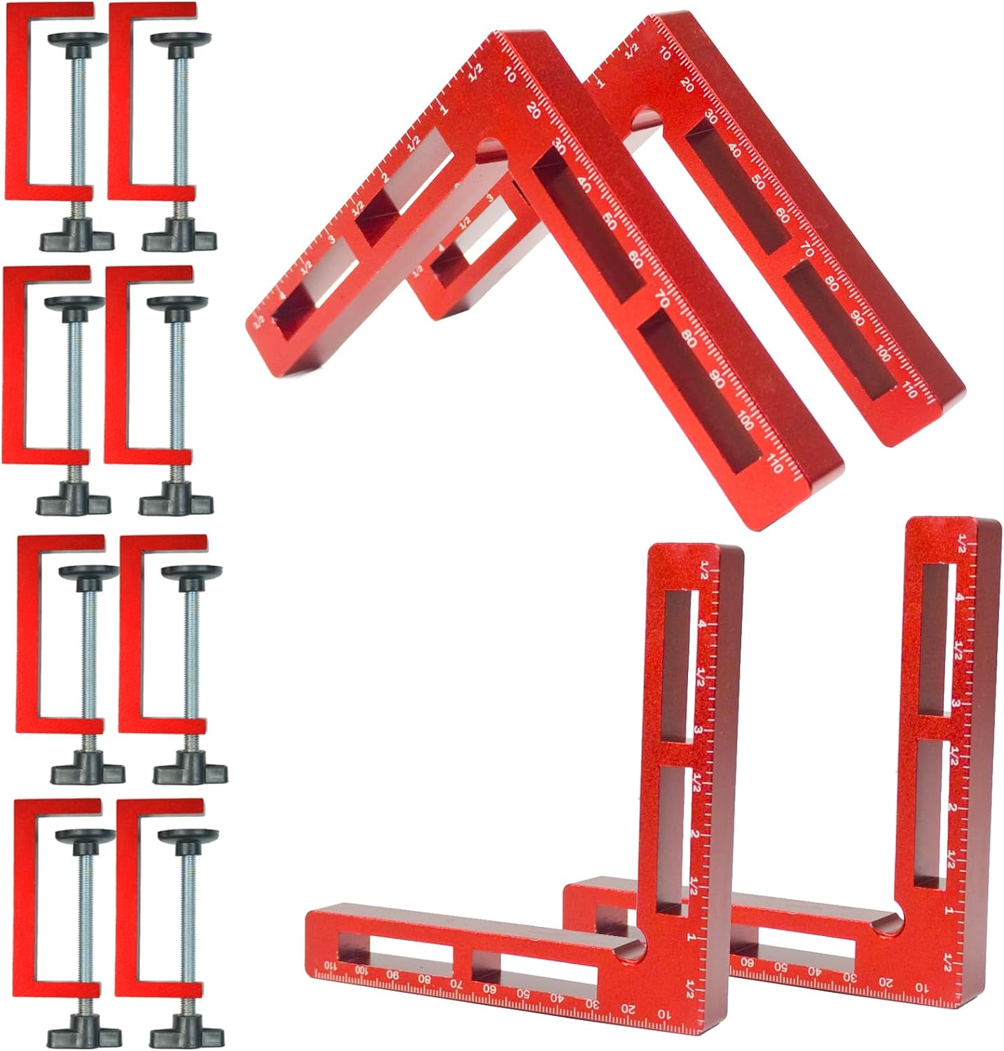 90 Degree Positioning Squares Right Angle Clamps for Woodworking - 4 Pack 5.5"Aluminum Alloy Woodworking Corner Clamps, for Picture Frame, Cabinet, Boxes, Drawers (4Pack 5.5'')