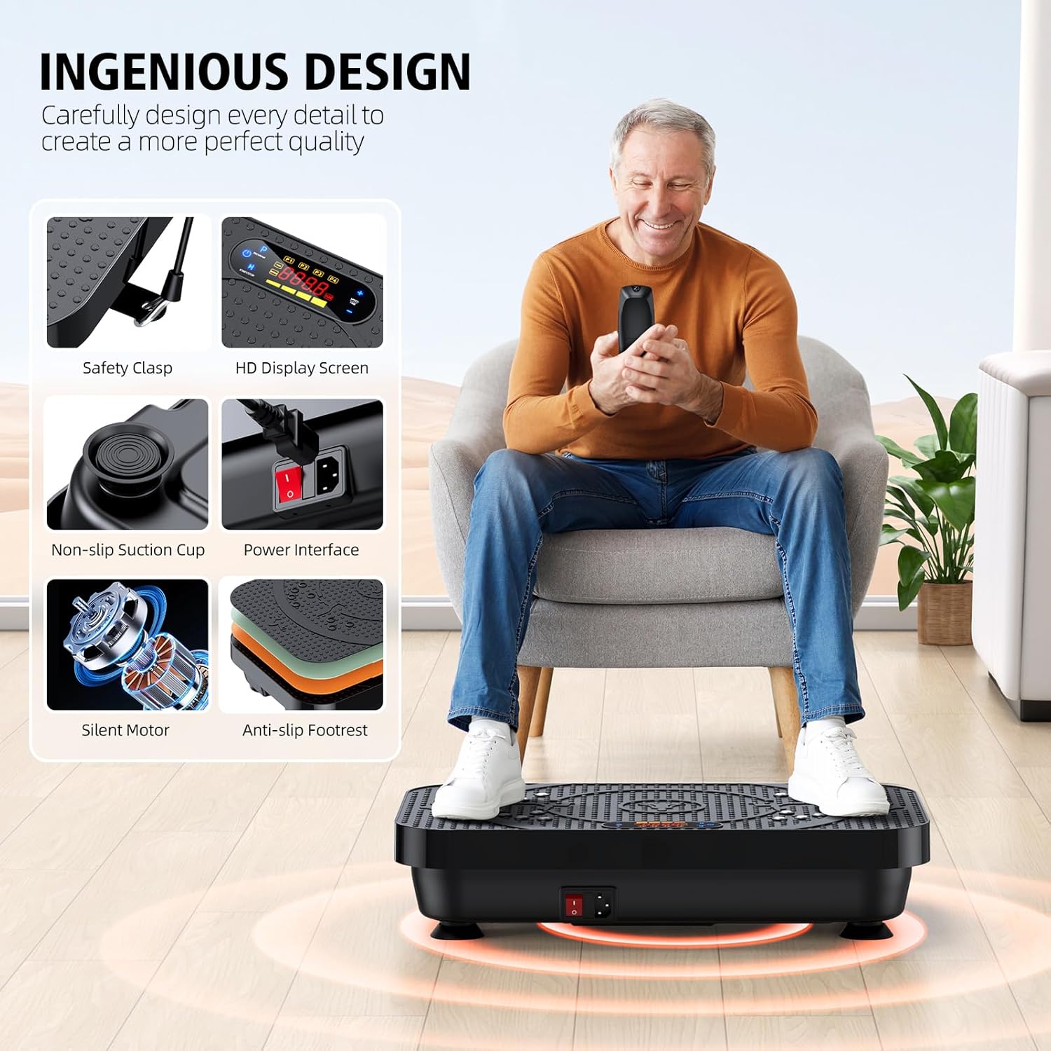 Vibration Plate Exercise Machine, OVANZA Whole Body Vibration Plate for Lymphatic Drainage, Burns Fat, Helps Toning, Weight Loss Shaping Wellness for Home Training Equipment Vibration Plate Exercise Machine, OVANZA Whole Body Vibration Plate for Lymphatic Drainage, Burns Fat, Helps Toning, Weight Loss Shaping Wellness for Home Training Equipment