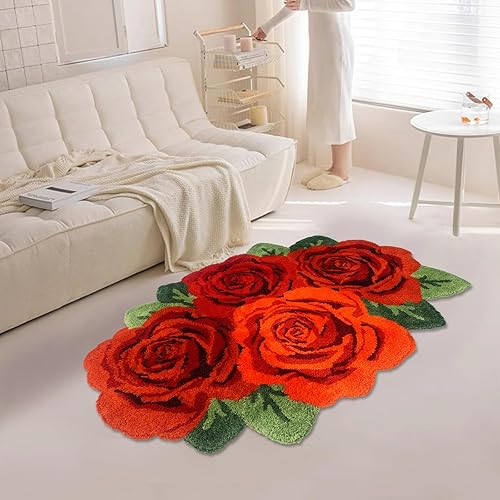 Miniatura 1 de USTIDE Alfombra esponjosa de color rosa, suave y lanudo hecha a mano, alfombra moderna, lavable, para sala de estar, lavandería, pasillo, baño, pelo