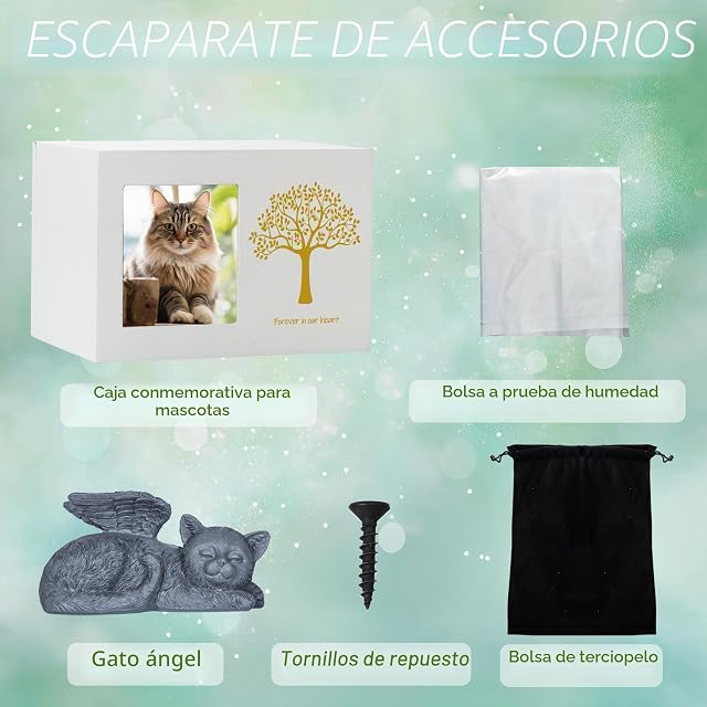 Foto 7 de 8 de DiDiBirDi Cajas de cremación para mascotas, urna blanca de madera para restos