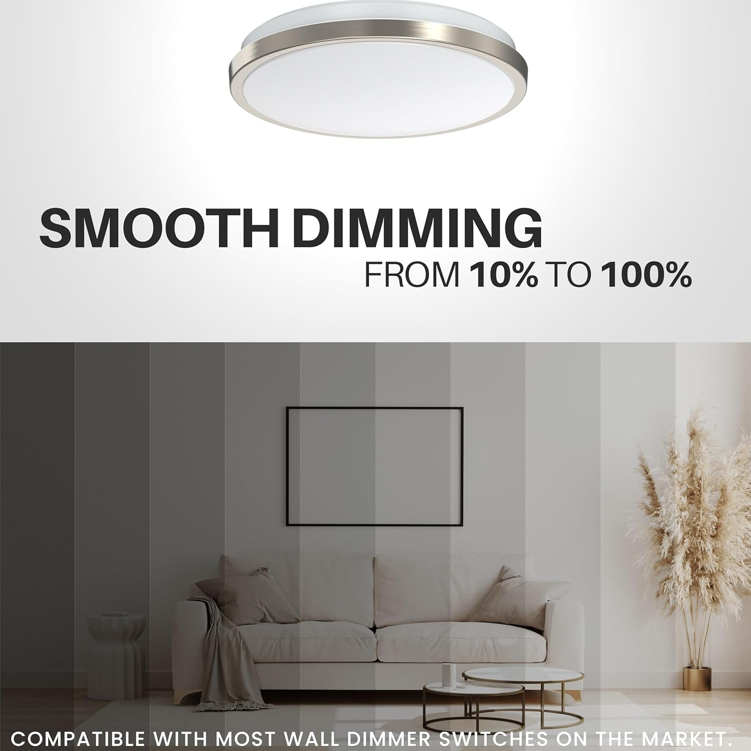 DYMOND LED Ceiling Light Flush Mount 10 Inches Ceiling Light Fixture Dimmable for Bathroom, Kitchen, Laundry Room (4000K Natural Daylight, 10 inches)