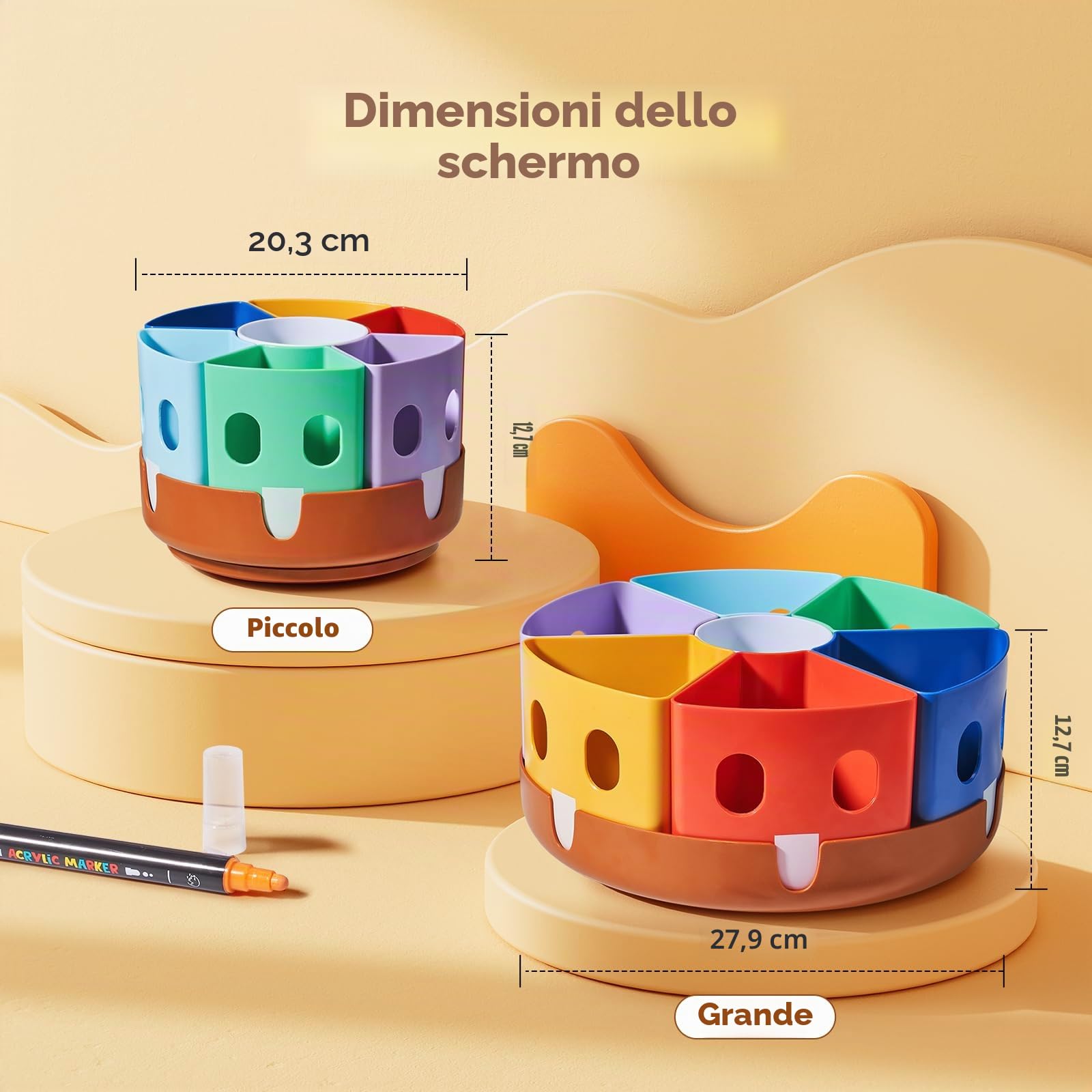 Gamenote Portapenne Girevole da scrivania Portapenne Portapenne Portaoggetti e riordino per bambini Forniture per arti e mestieri