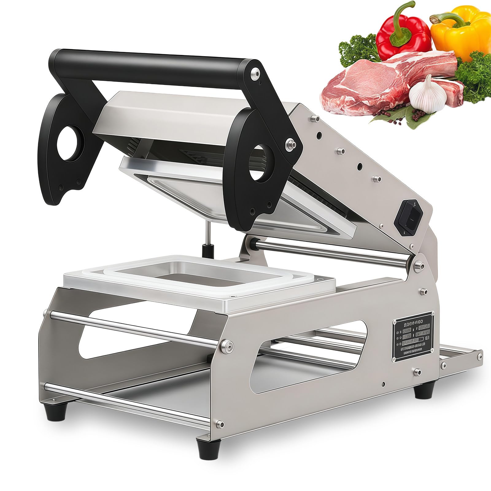 BANGBANGJI Machine de Scellage Thermique Commerciale, Scelleuse Manuelle, Scellage Rapide 7-8S, Largeur du Film 180mm pour Aliments Liquides ou Juteux (Viande Fraîche, Soupe, Sauce) PalletSize14×14cm