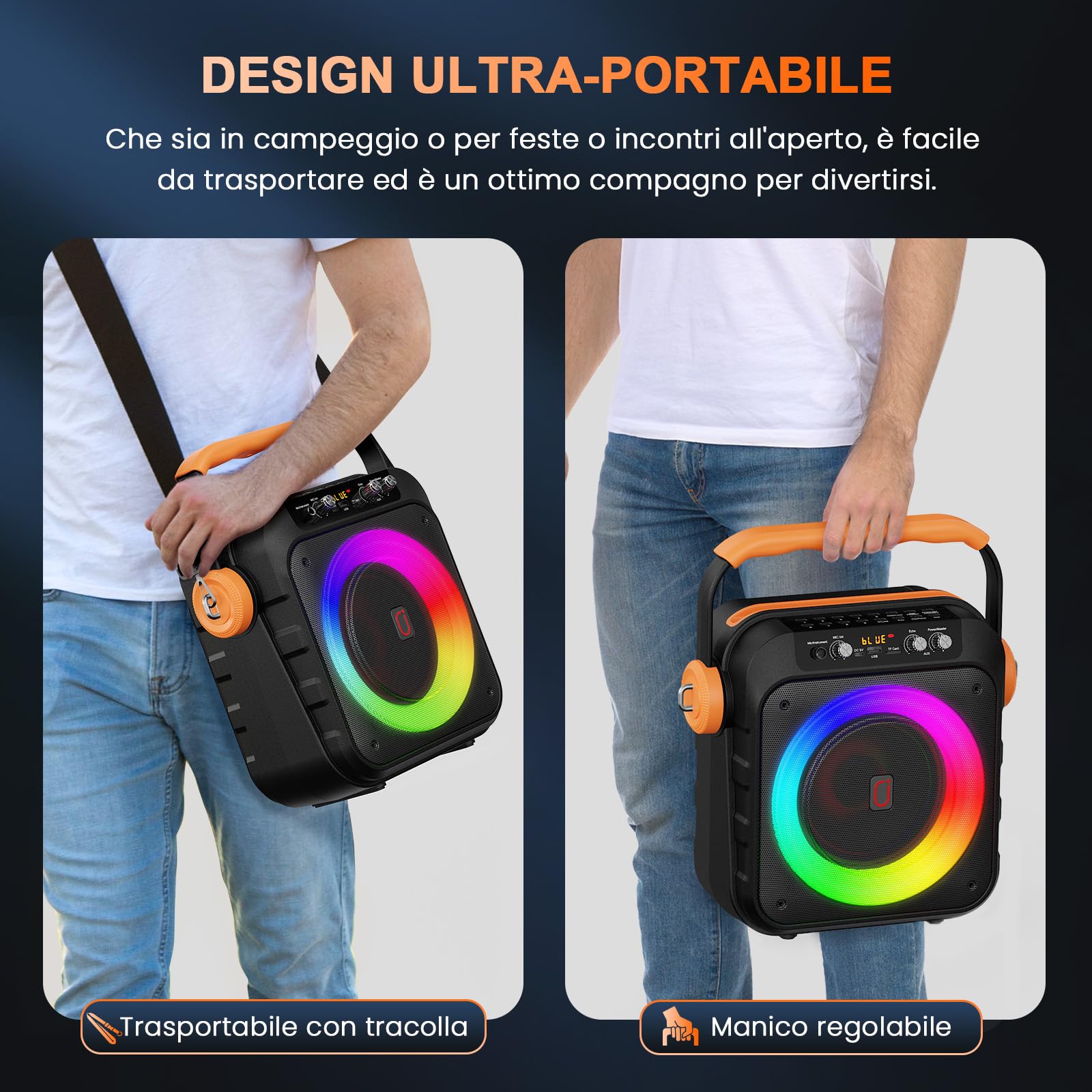 JYX Machine Karaoke avec 2 Micros Sans Fil, Enceinte Bluetooth Portable avec Effets Lumineux LED, Idée Cadeau pour Adultes et Enfants
