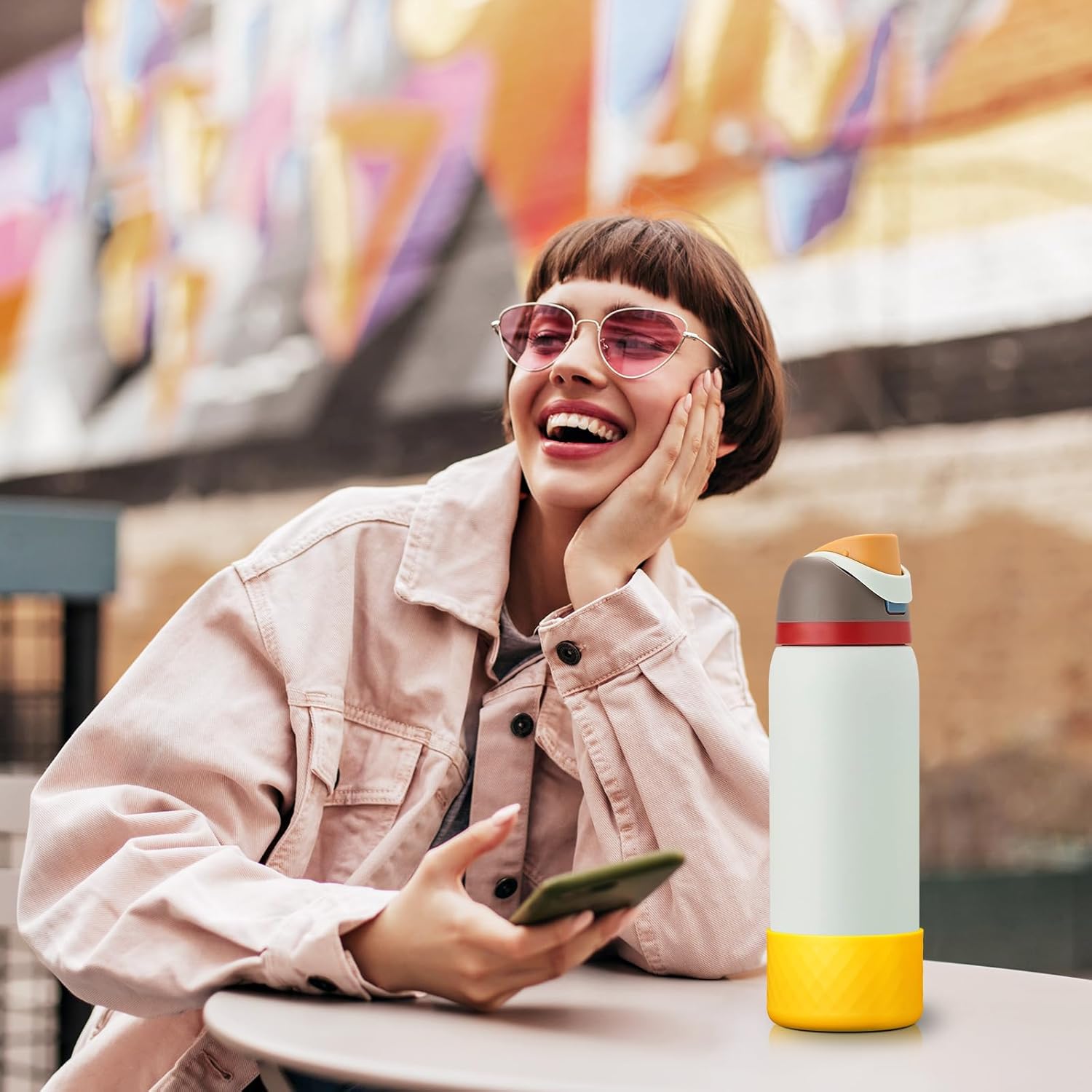 yoelike Grid Silicone Boot for Owala Water Bottle, Anti-Slip Protective Sleeve for FreeSip/Twist/Flip, Bottom Bumper Cover for Watter Bottle Accessories - Image 5